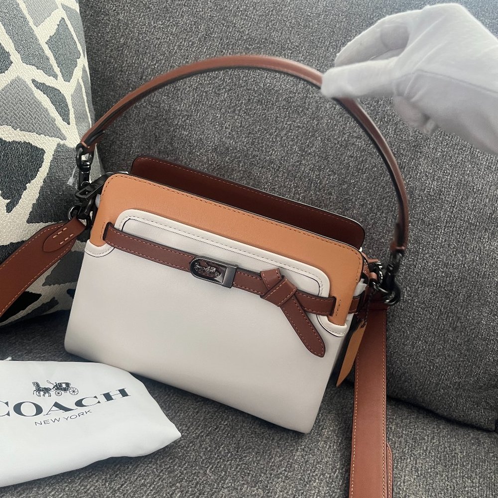 NWT COACH Tate Carryall in Colorblock - C2586 - chalk natural/multi